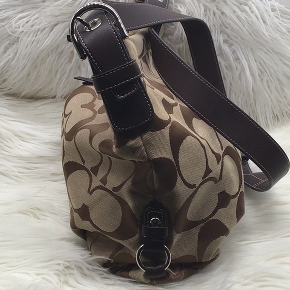 Coach Brown Signature Print Slouch Shoulder/Crossbody Bag - Picture 3 of 11